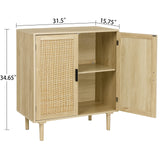 Finnhomy Sideboard Buffet Kitchen Storage Cabinet with Rattan Decorated Doors, Dining Room, Hallway, Cupboard Console Table, Liquor / Accent Cabinet, Finnhomy