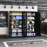 LISSIMO Metal Garage Storage Cabinet,Tall Black Cabinet with Doors and Adjustbale Shelves,Lockable Tool Cabinet for Garage, Basement, Home Office LISSIMO