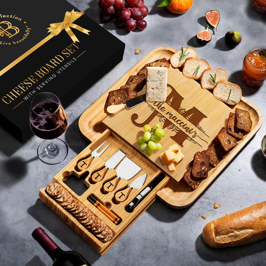 Bambüsi Personalized Charcuterie Board - Valentine's Day Gifts, Personalized Wedding Gifts, Housewarming Gift, Birthday Gifts, Customized Gifts - - WoodArtSupply