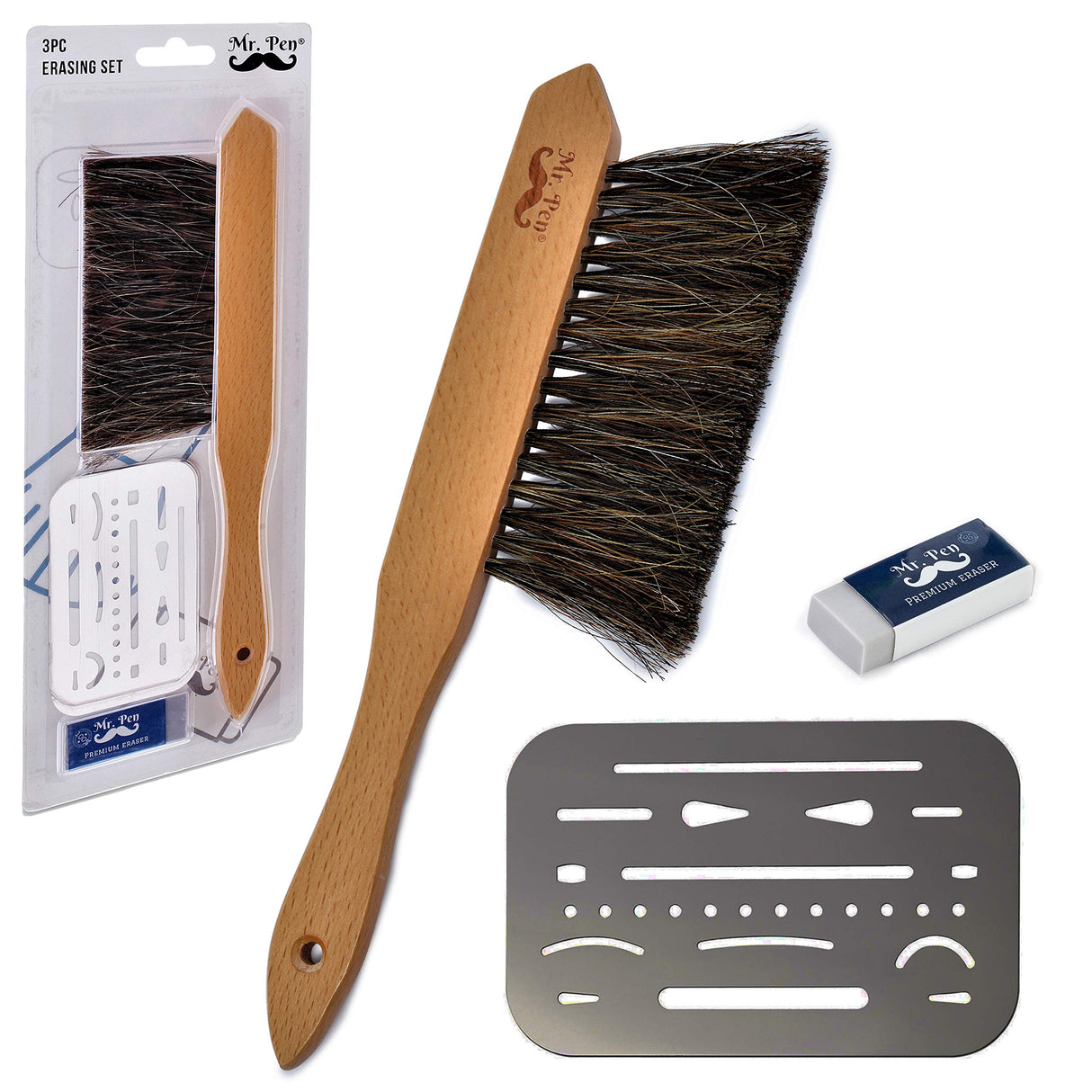 Mr. Pen Dusting Brush, Drafting Brush, Eraser Shield and Eraser Mr. Pen