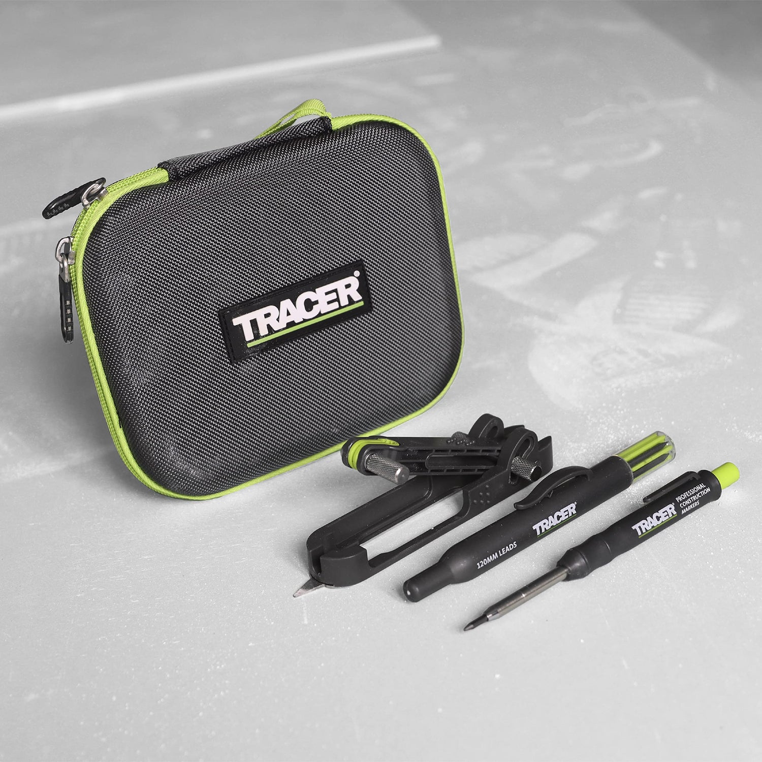 TRACER ProScribe Tool with Deep Hole Pencil, 6X Replacement Lead Holster and Carry Case (Multi-Function Scribe Tool) Enposmre Tracer