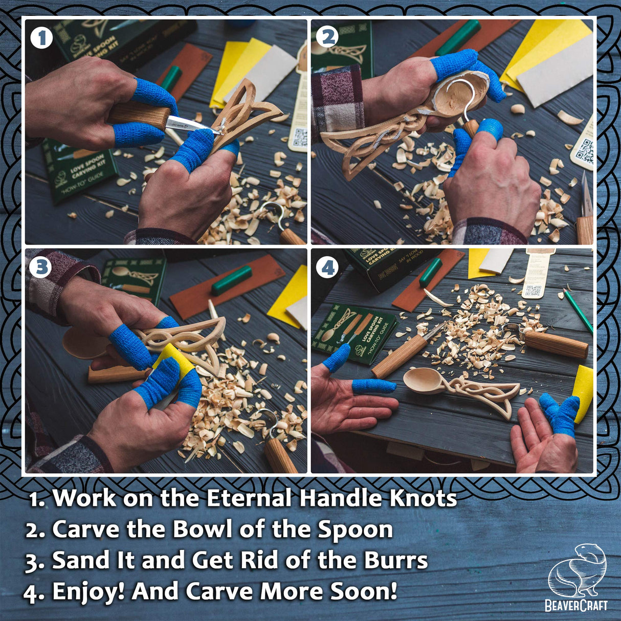 BeaverCraft, Wood Whittling Kit for Beginners DIY04 - Spoon Carving Kit - Wood Carving Whittling Hobby Kit for Adults and Teens - Wood Carving Hook BeaverCraft