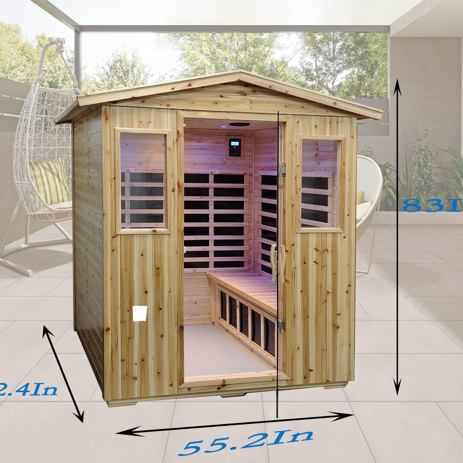 LTCCDSS Outdoor Far Infrared Sauna 4 Person | Withstand Temp -5℉-104℉, Outdoor Indoor Wooden Sauna Room for Home-12 Low EMF Boards-Canadian LTCCDSS