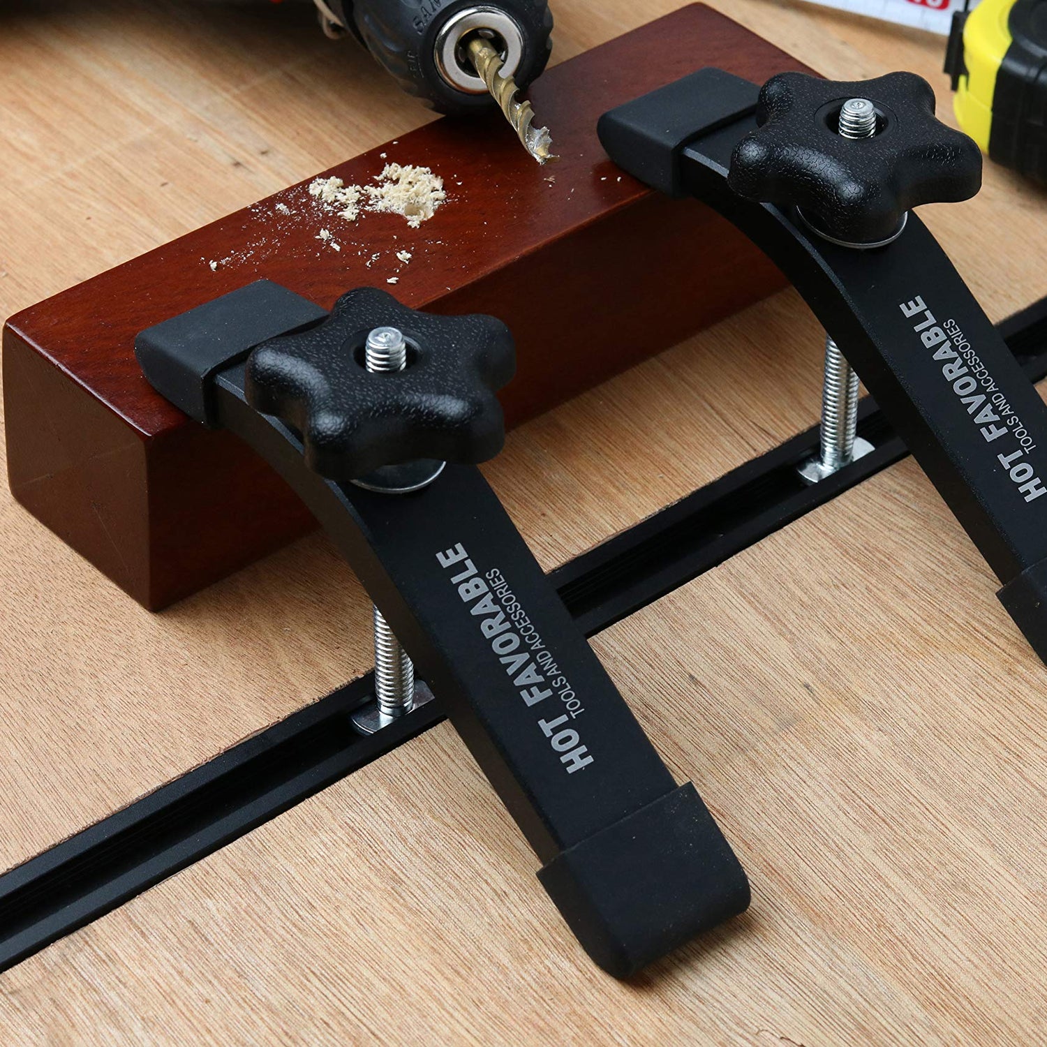 Hot Favorable Aluminum T-Track T-Hold Down Clamps,6-3/8"L x 1-1/4" Width-Woodworking and Clamps-Fine Sandblast Black Anodized-2 Pack Hot Favorable