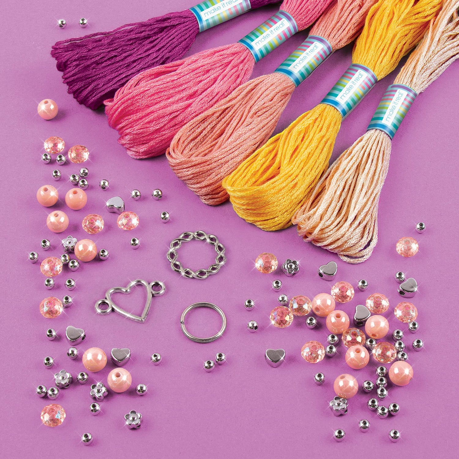 Make It Real - Macrame Friendship Bracelet Making Kit for Girls - Kids String Bracelet Making Kit - Friendship Bracelet Craft Kit w/Thread, Beads & Make It Real