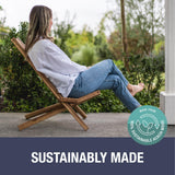 CleverMade Tamarack Folding Wooden Outdoor Chair -Stylish Low Profile Acacia Wood Lounge Chair for the Patio, Porch, Lawn, Garden or Home Furniture - CleverMade