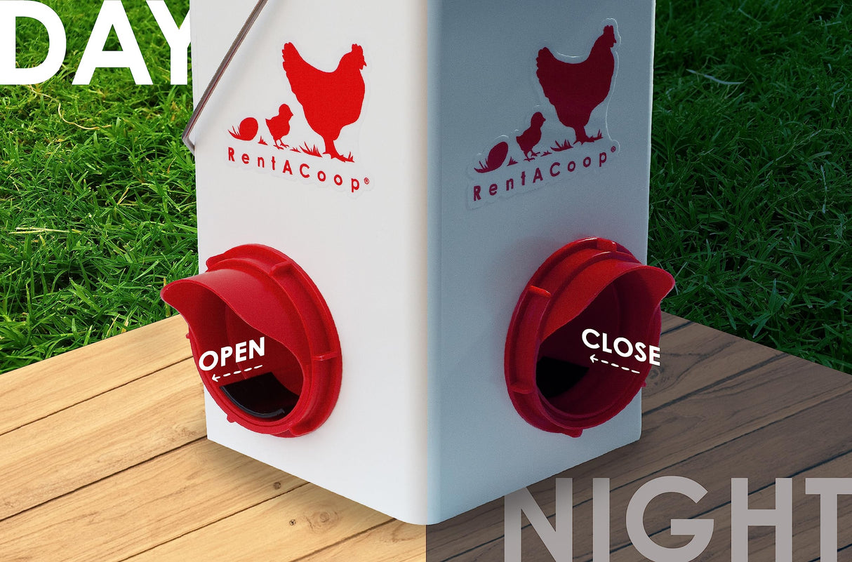 RentACoop Chick2Chicken 5lb 2-Port Feeder and 1-Gal Small Cage Waterer Set - Suitable for Chicks, Chickens, Pigeons, Quail, Game Birds RentACoop