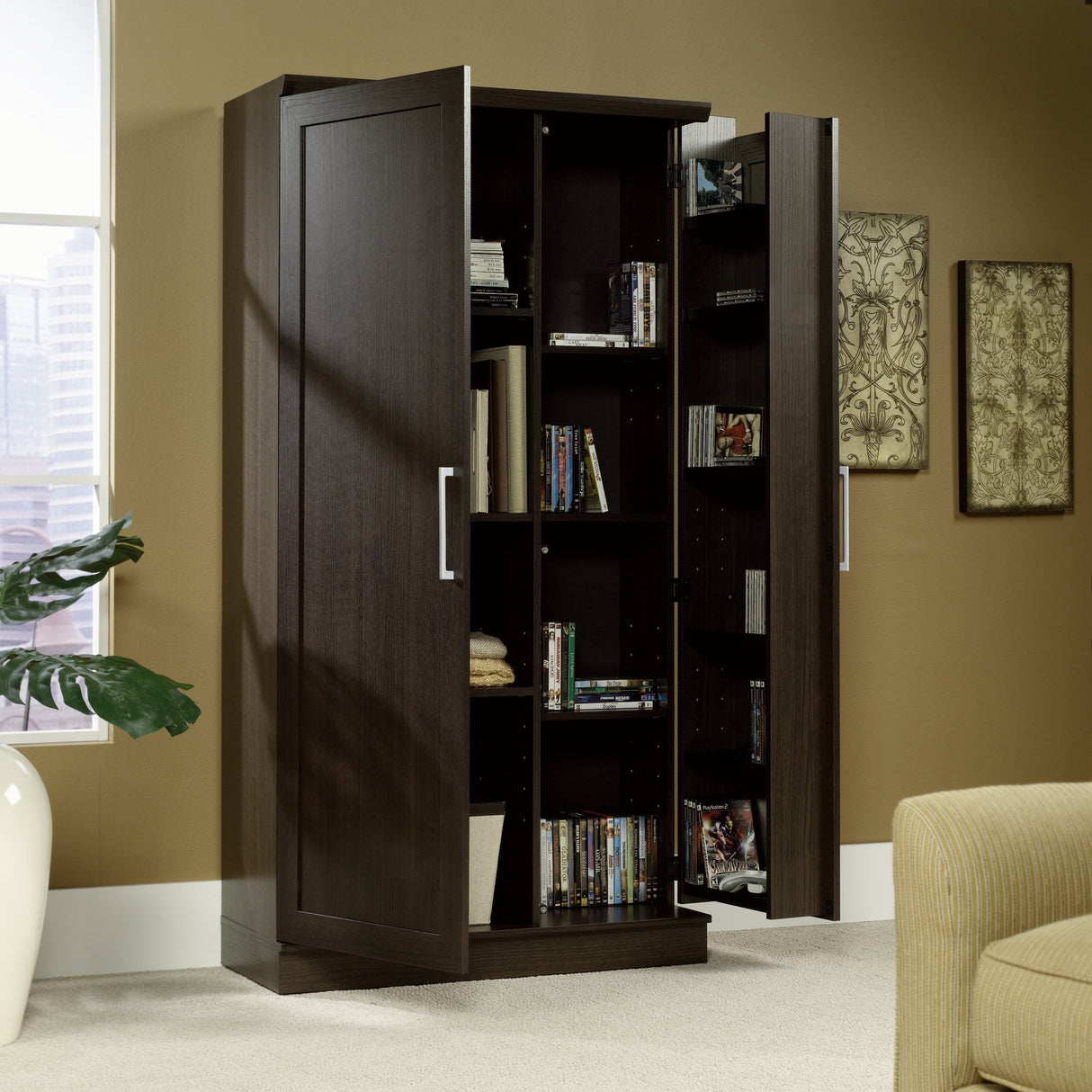 Sauder HomePlus Storage Pantry cabinets, L: 35.35" x W: 17.01" x H: 71.18", Dakota Oak finish Sauder