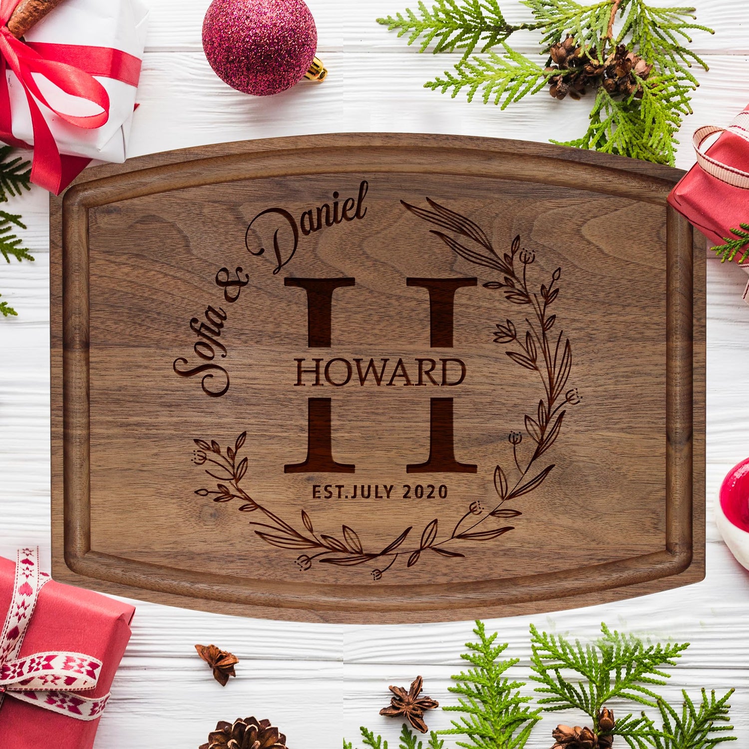 Silverhill Design Custom Wood Cutting Board Gift:Perfect Wedding & Anniversaries! Personalized Charcuterie Cheese Board for Couples, Friends, & Generic