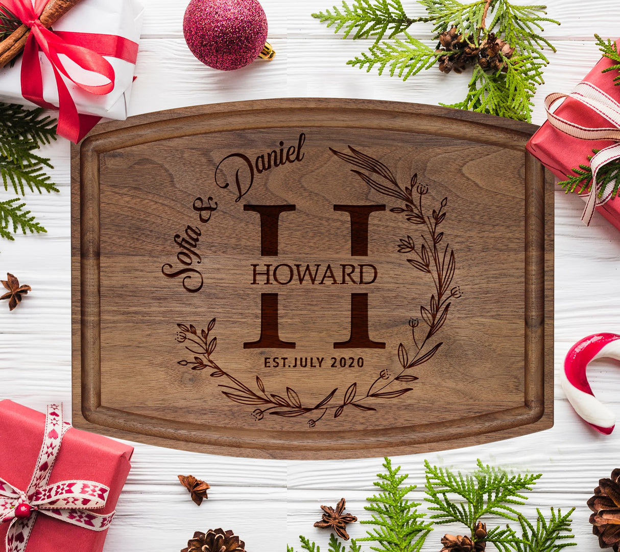 Silverhill Design Custom Wood Cutting Board Gift:Perfect Wedding & Anniversaries! Personalized Charcuterie Cheese Board for Couples, Friends, & Generic