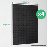 Made in USA Pegboard Wall Organizer 4 ea 24"x16" Plastic Pegboard Panels - 96” Wide - Kit P-212 B Garage Organization for Workbench Tool Storage WallPeg