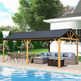 Domi 12' x 20' Hardtop Gazebo with Galvanized Steel Gable Roof, Pergola with Wood-Looking Aluminum Frame, Permanent Pavilion Outdoor Gazebo with domi outdoor living