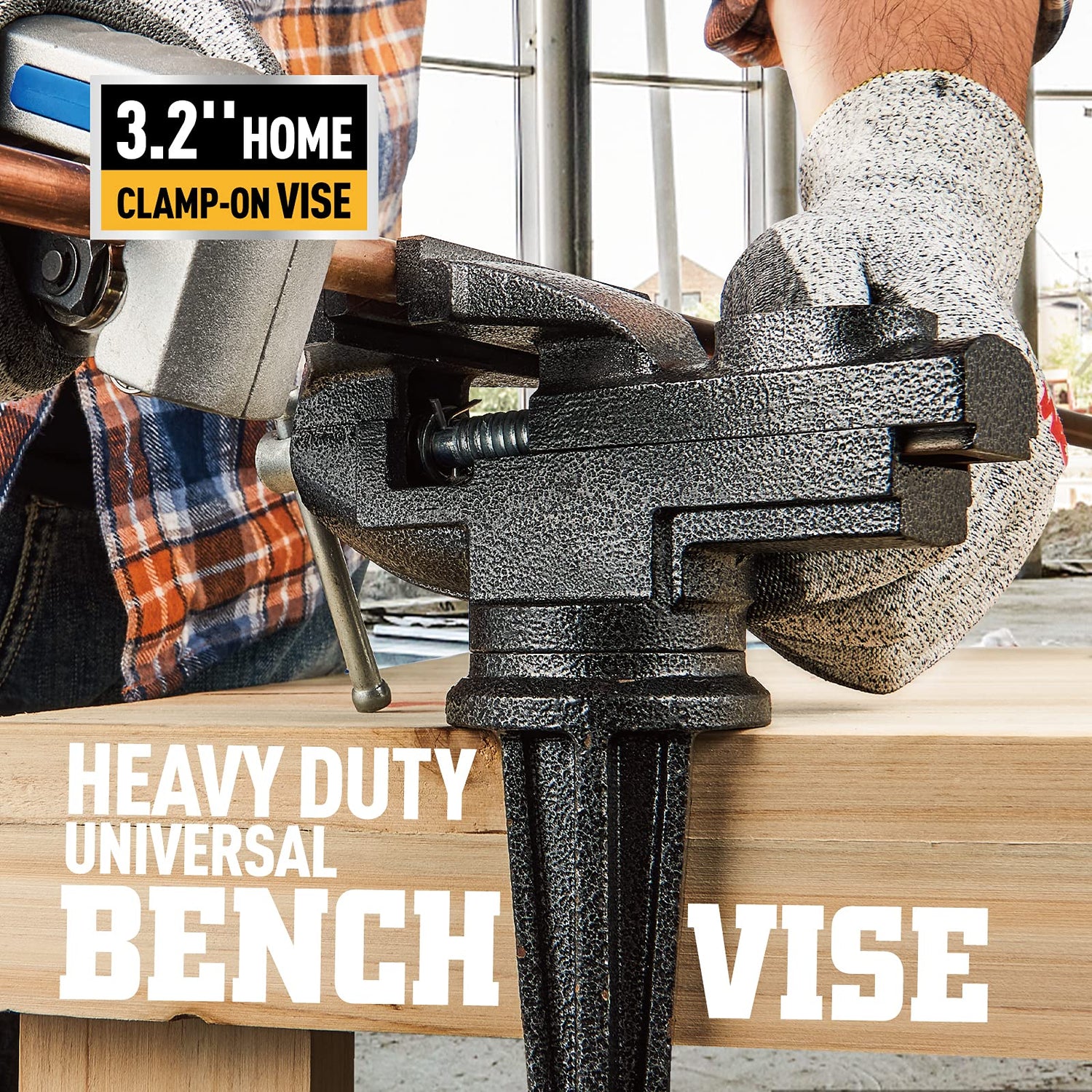 Table Vise or Bench Vise Universal, 360° Swivel Clamp-On Vise Portable Home Vice 3.2'' for Woodworking, Cutting Conduit, Drilling, Metalworking STEINBRÜCKE