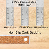 Metal Ruler:[6+12+18 Inch] Stainless Steel Metal Ruler with Cork Backing Non-Slip Rulers with Inch and Centimeters Metal Ruler 6 Inch 12 Inch 18inch Btanadi