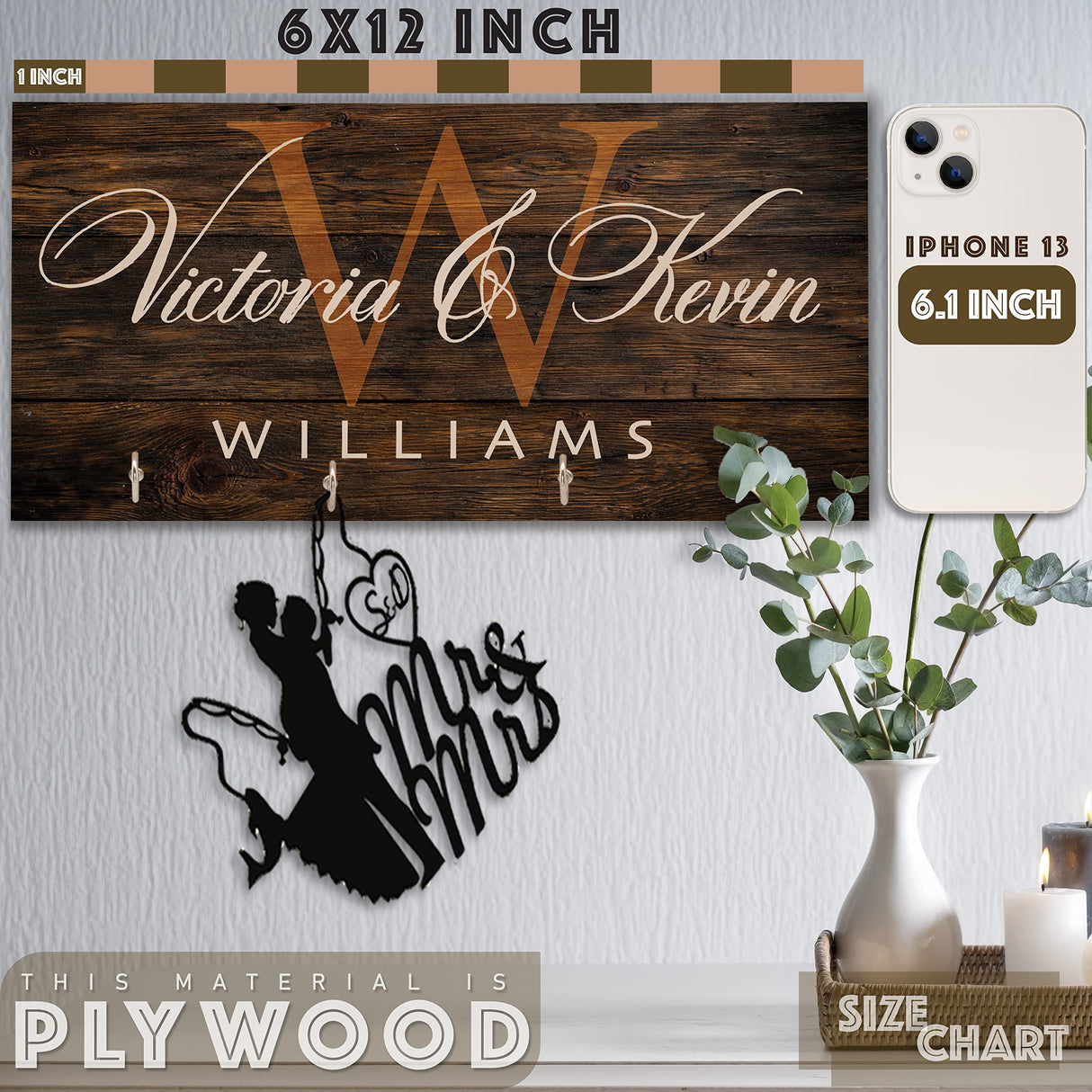 Zexpa Apparel Personalized Wood Key Hooks for Wall Customized Housewarming Wooden Gift | C5 Zexpa Apparel