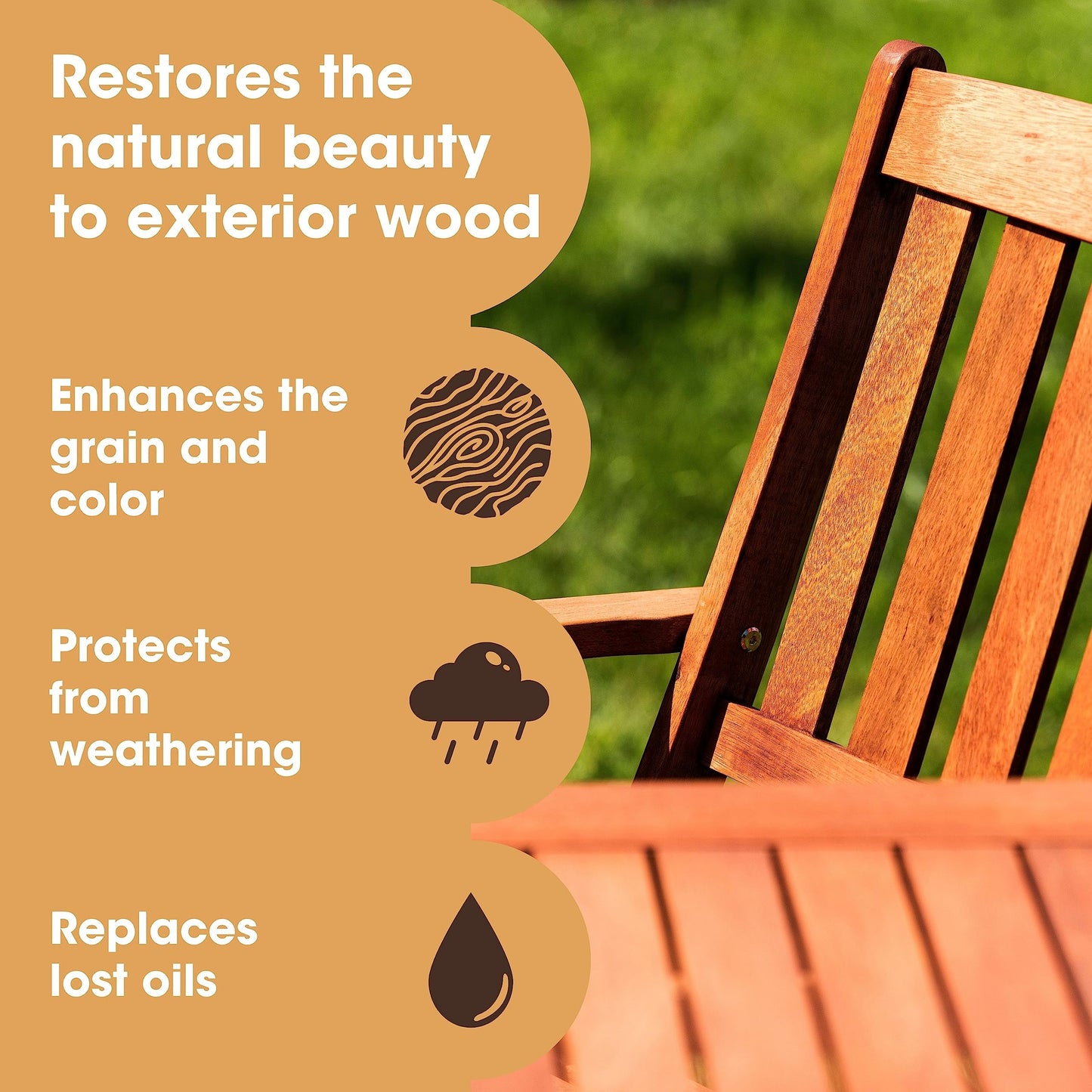 Furniture Clinic Teak Oil | Wood Oil Protects and Cleans Outdoor and Indoor Furniture | Restores & Protects Wood, Prevents Drying & Other Damage | - WoodArtSupply