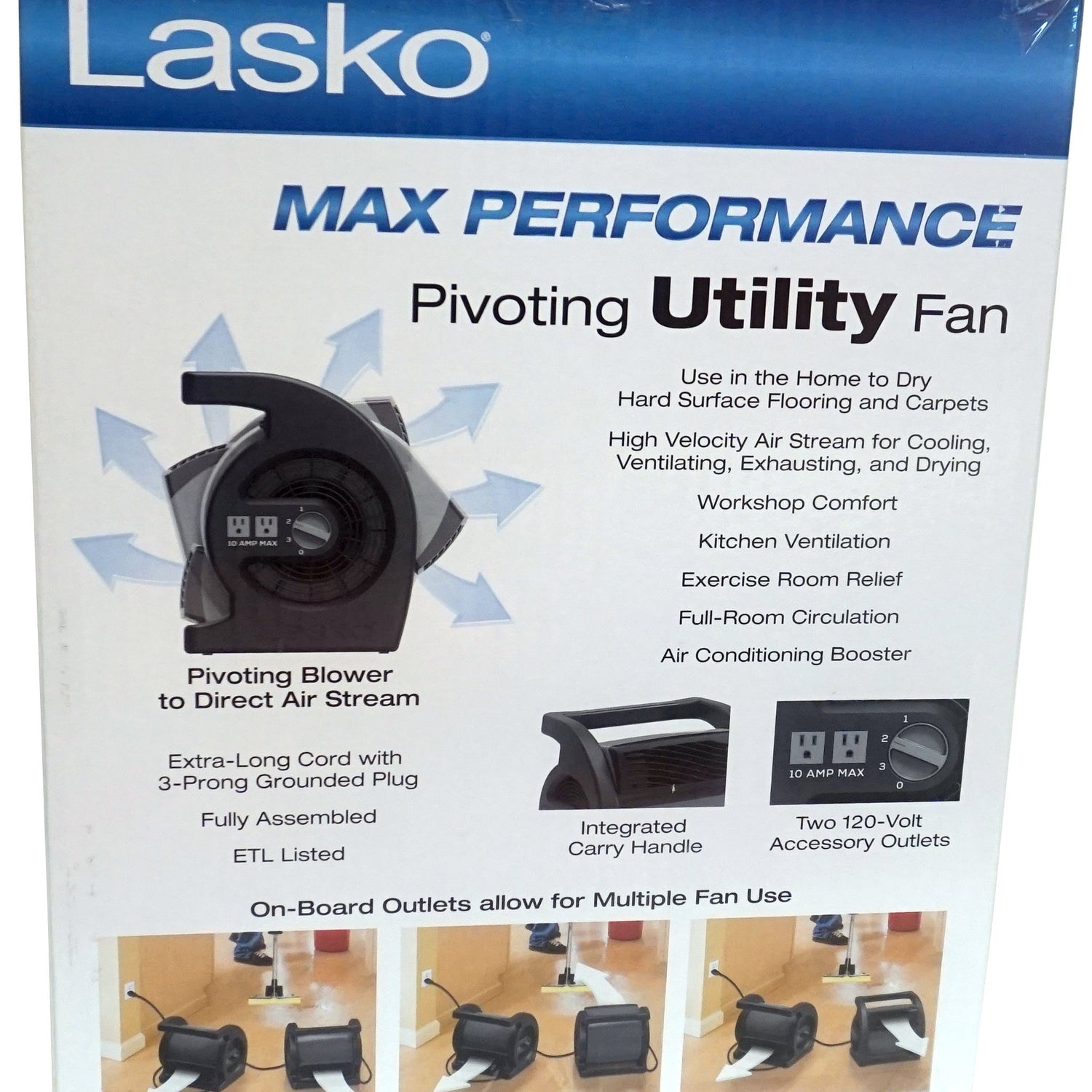 Lasko Max Performance Pivoting Utility Fan Model U15720 Lasko