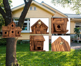 COLEBA Bird Houses for Outside, Outdoor 4 Hole Bird House Room for 4 Bird Families Bluebird Finch Cardinals Hanging Birdhouse for Garden COLEBA