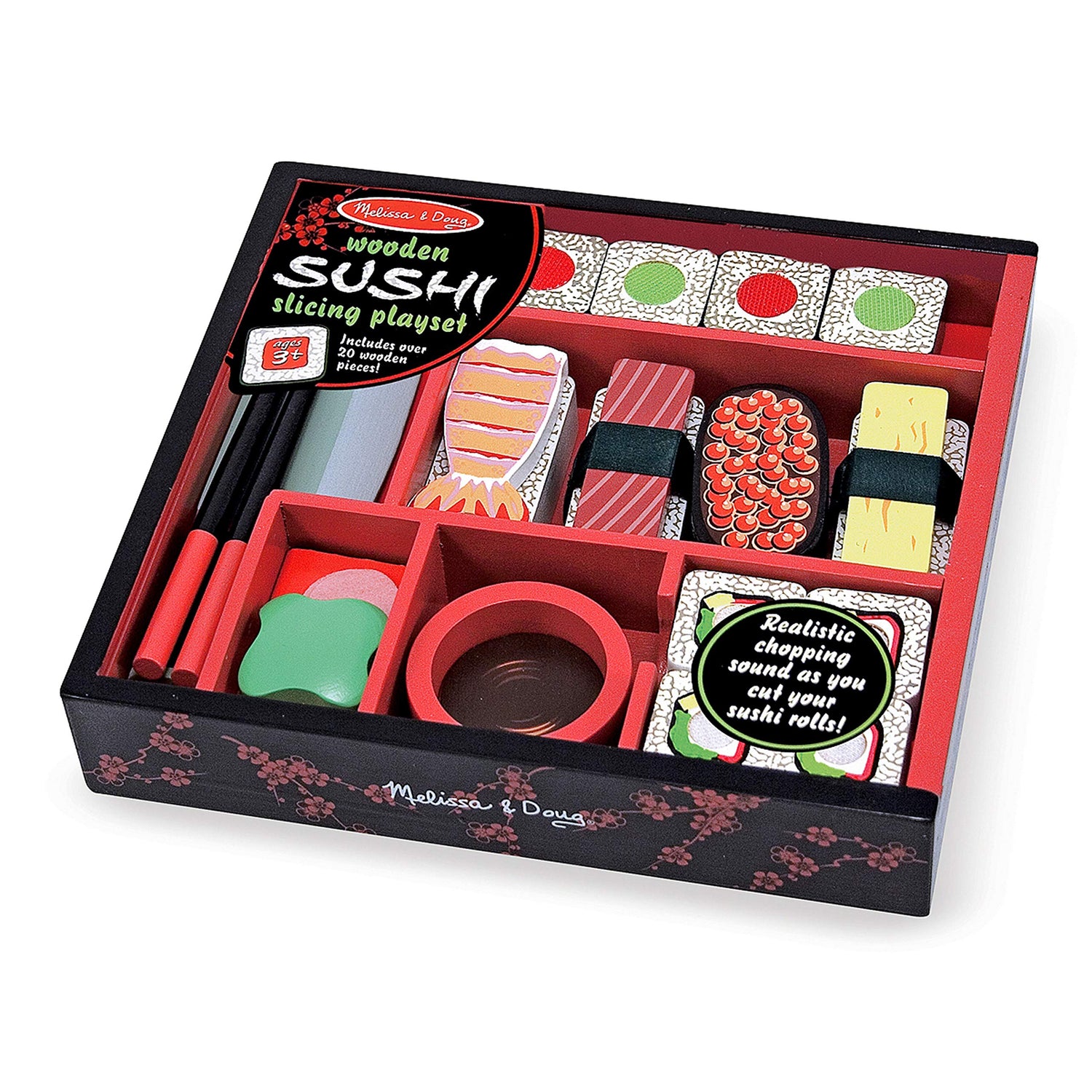 Melissa & Doug Sushi Slicing Play Food Set - Pretend Play Kitchen Toys, Wooden Sushi Food For Play, Pretend Sushi For Kids Ages 3+ Melissa & Doug