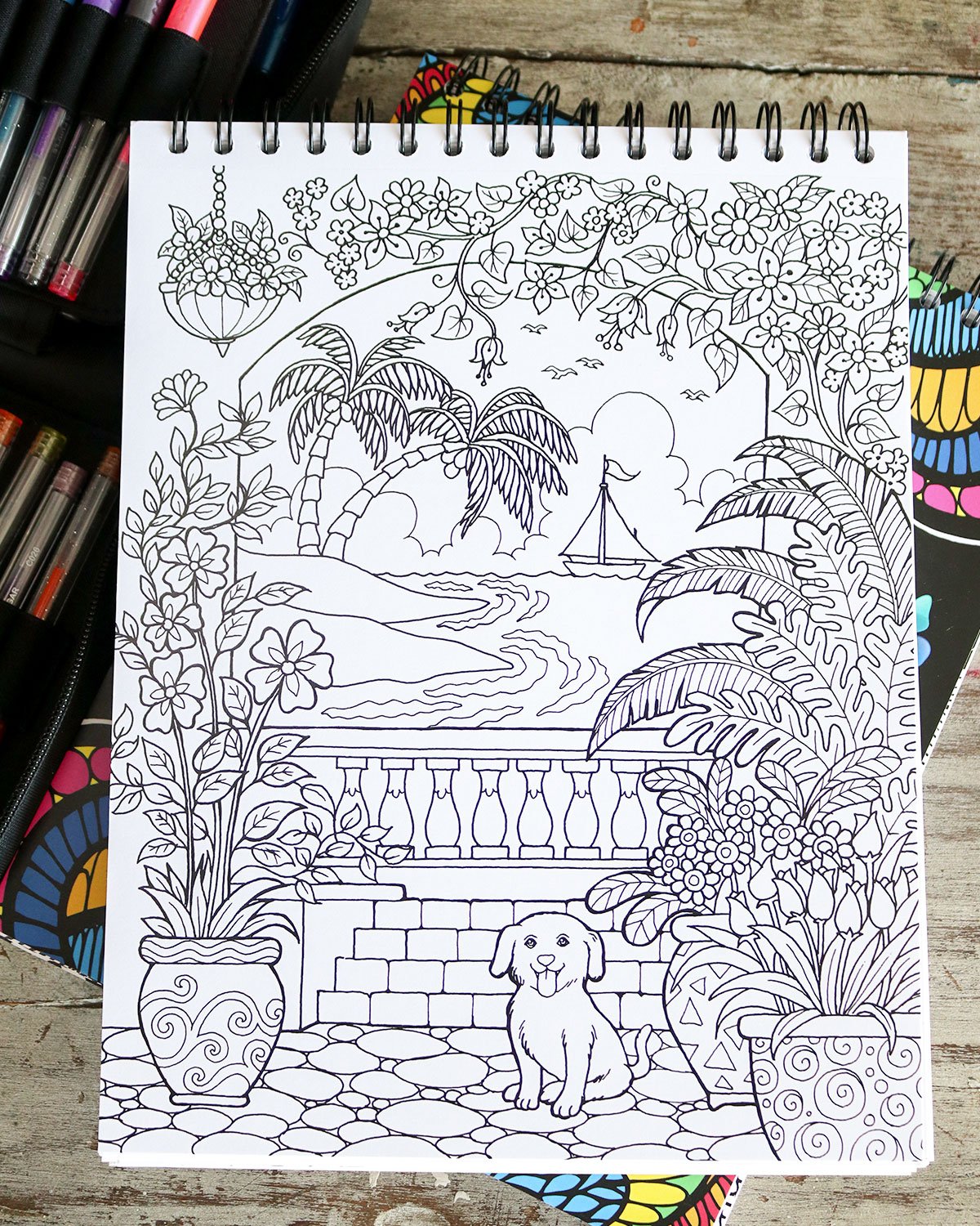 Blissful Scenes Adult Coloring Book - Features 50 Original Hand Drawn Designs Printed on Artist Quality Paper, Hardback Covers, Spiral Binding, ColorIt