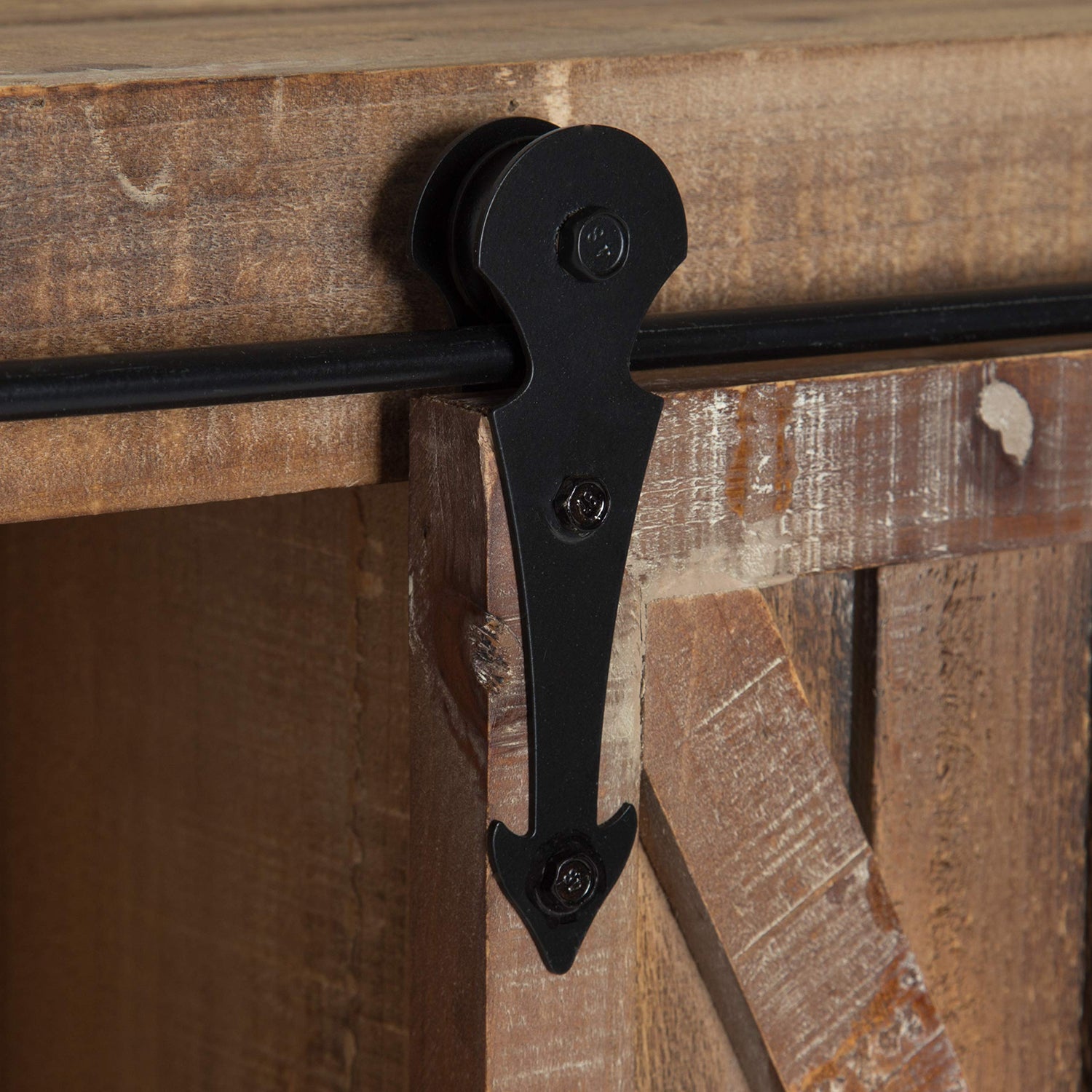 Kate and Laurel Cates Decorative Wood Wall Storage Cabinet with Two Sliding Barn Doors, Rustic Brown Kate and Laurel