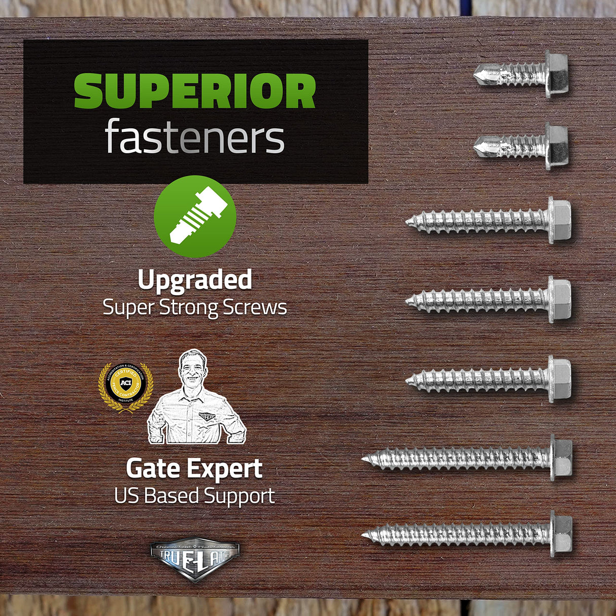 True Latch 6' Telescopic Gate Brace - Wood Privacy Fence Anti Sag Gate Kit - Gate Hardware Kit for Outdoor Wooden Fence Gates, 1 Patented USA Made GENUINE STEEL BUILT STRONGER TRUE LATCH