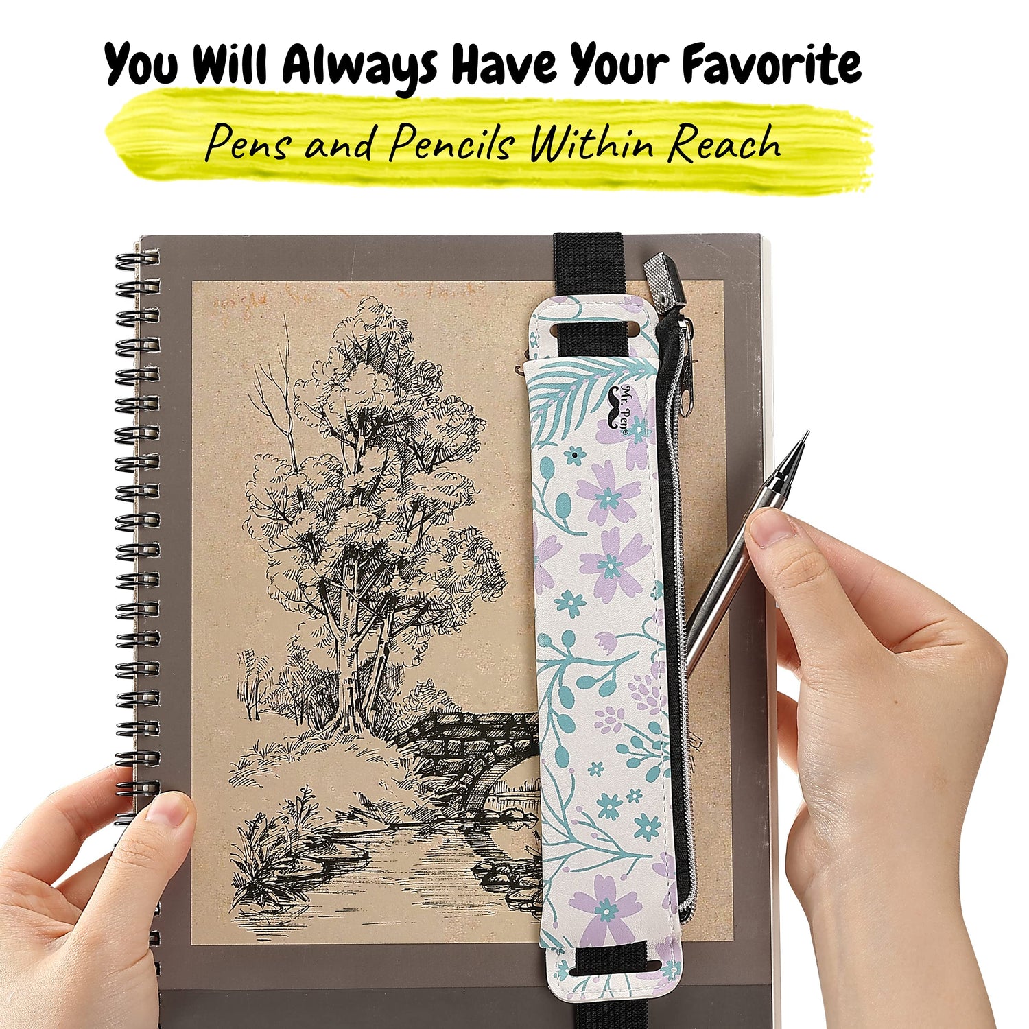 Mr. Pen - Adjustable Leather Pen Holder, 2 Pcs, 8" x 1.5" Mr. Pen