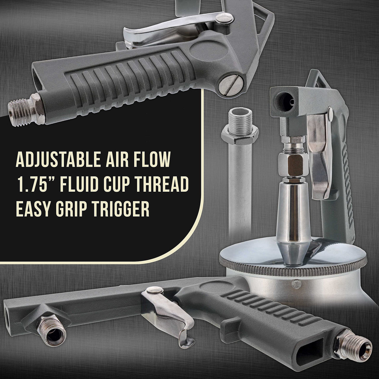 TCP Global Air Undercoating Spray Gun with Suction Feed Cup - Apply Sprayable Truck Bed Liner Coating, Rubberized Undercoat, Rust Proofing, Chip TCP Global