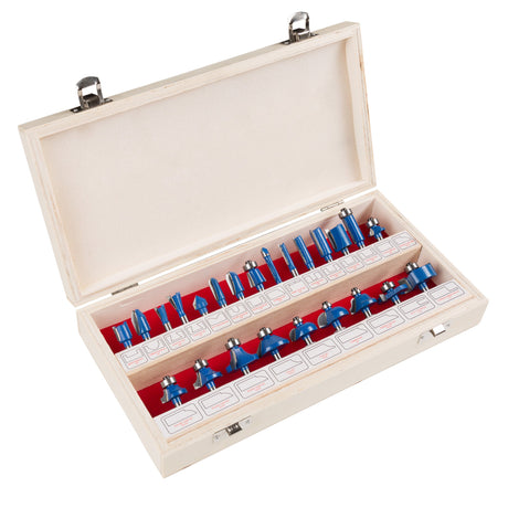 24-Piece Router Bit Set - Wood Routers Kit with 0.25-Inch Shank and Wooden Storage Case - Woodworking Tools for Home Improvements and DIY by Stalwart Stalwart