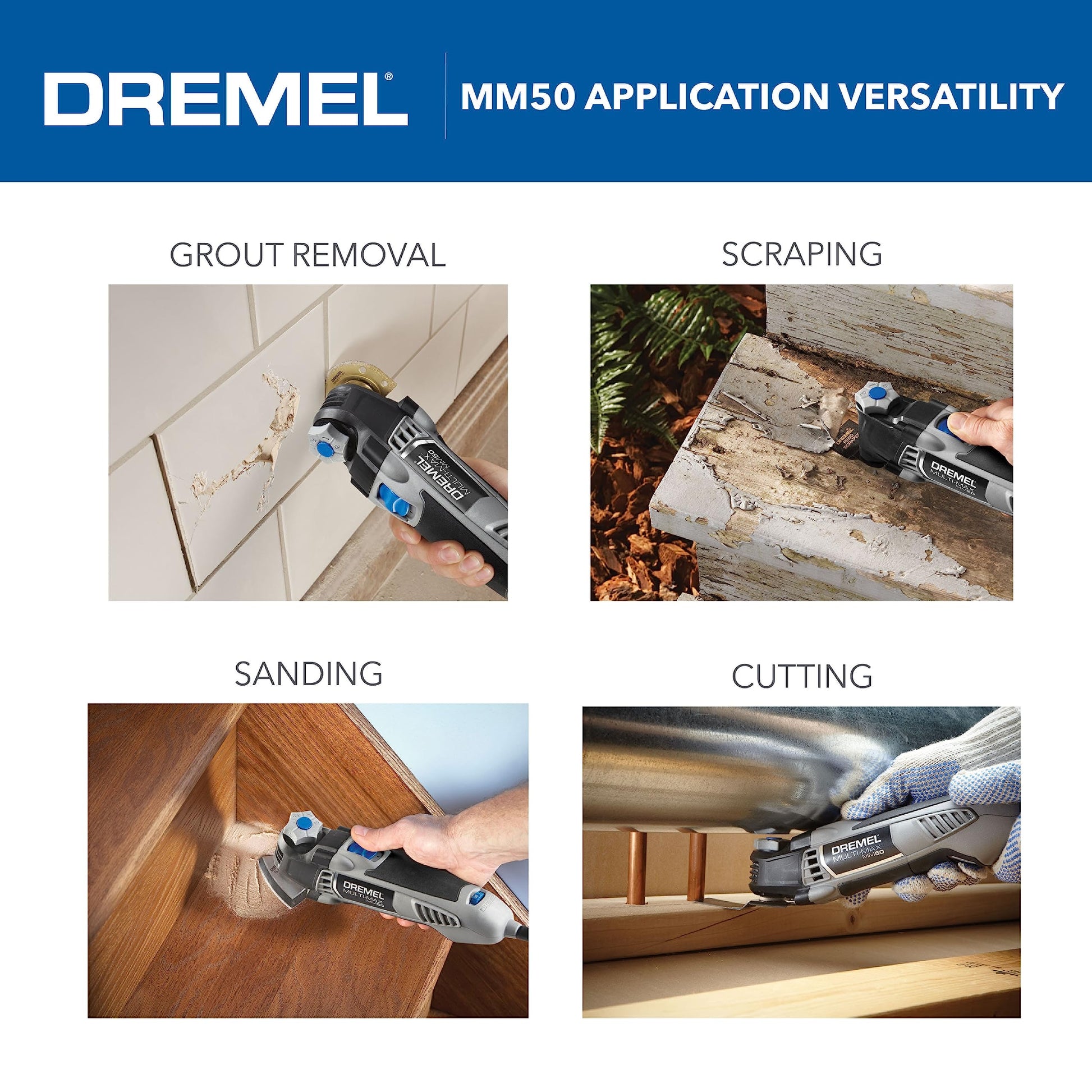 Dremel MM50-01 Multi-Max Oscillating DIY Tool Kit with Tool-LESS Accessory Change- 5 Amp, 30 Accessories- Compact Head & Angled Body- Drywall, Nails, - WoodArtSupply