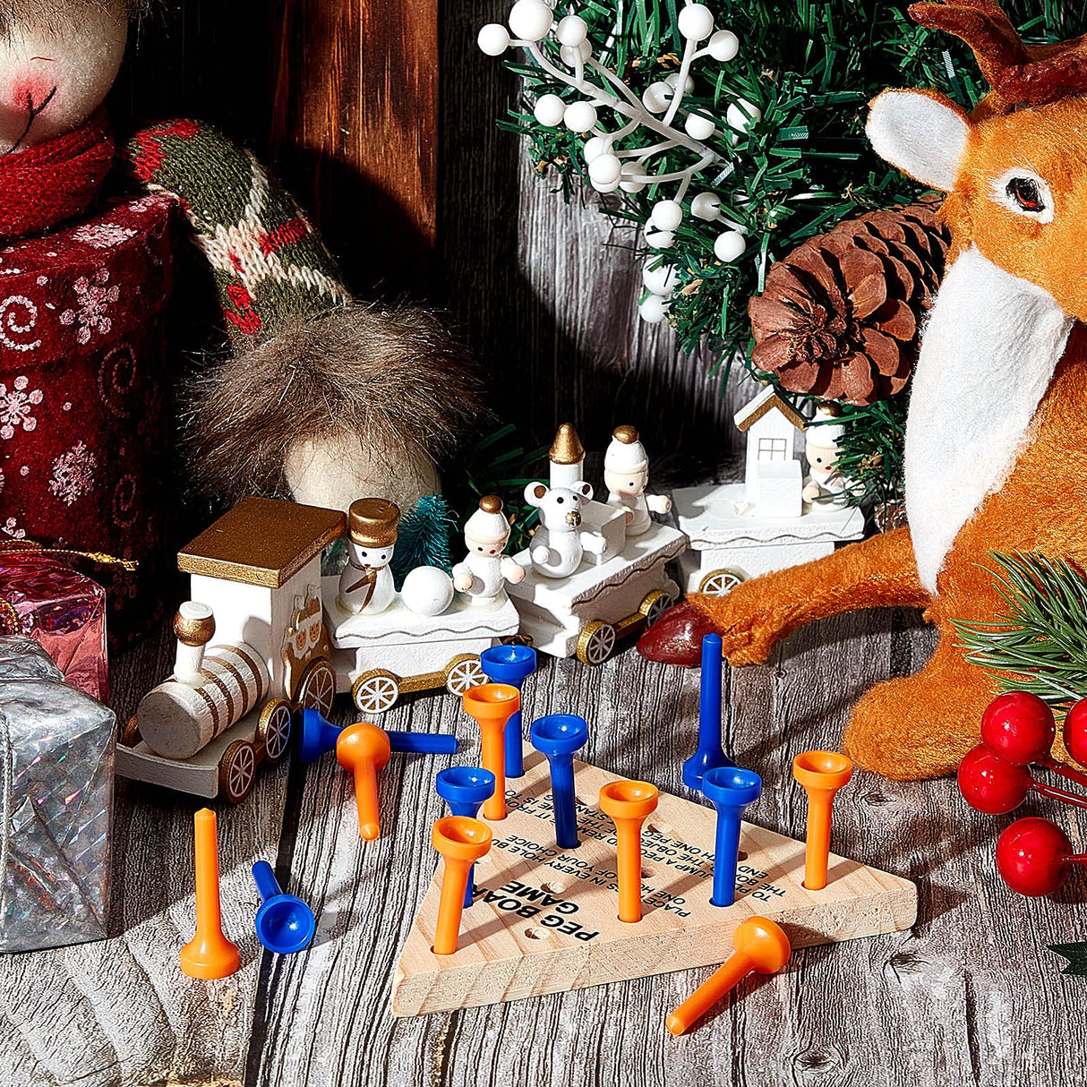 3 Packs Wooden Triangle Peg Games Triangle Wooden Board Game Family Board Game Wooden Strategy Toy Travel Games Teens and Adults Fun Learning Puzzles Zhanmai