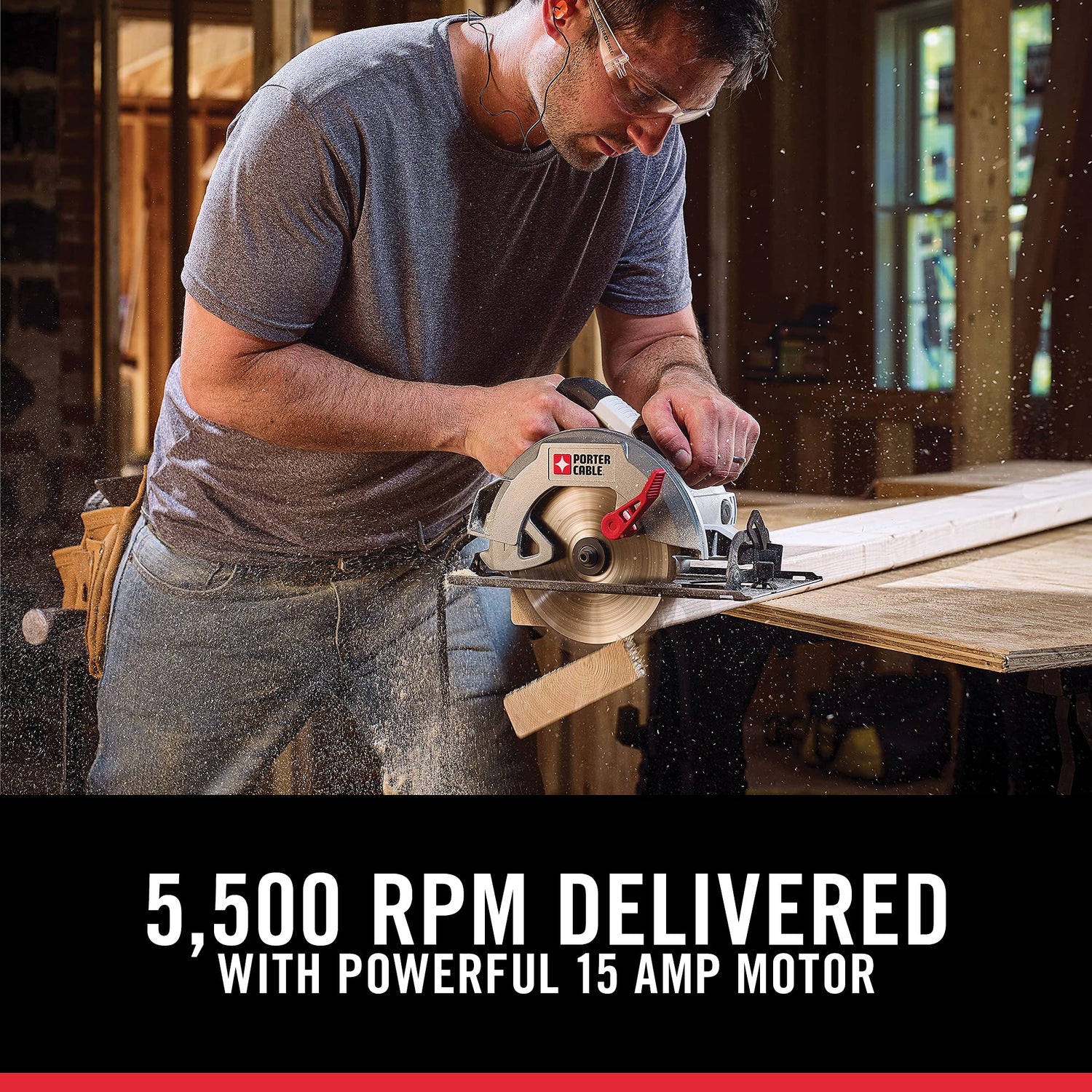 PORTER-CABLE 7-1/4-Inch Circular Saw, Heavy Duty Steel Shoe, 15-Amp (PCE300) PORTER-CABLE