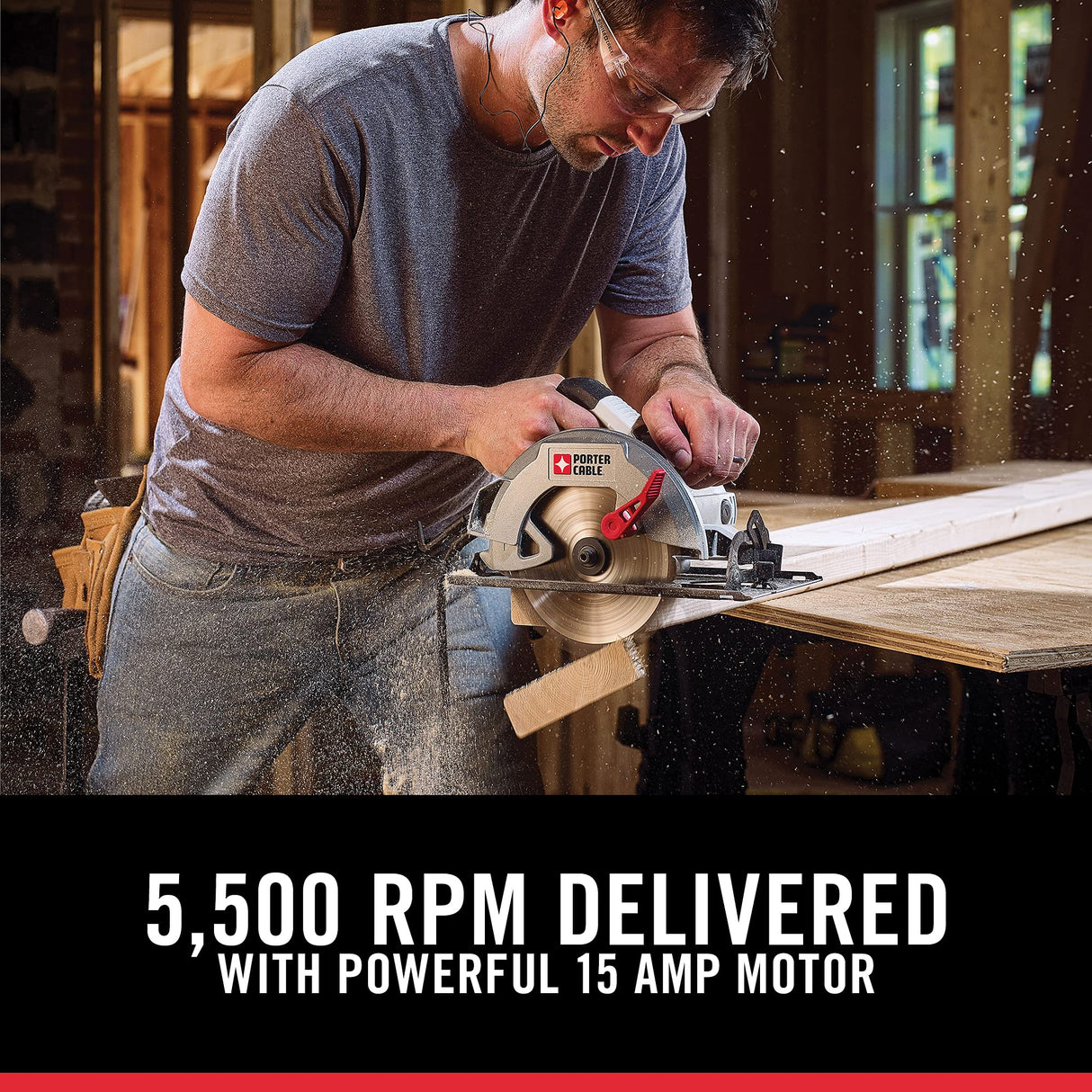 PORTER-CABLE 7-1/4-Inch Circular Saw, Heavy Duty Steel Shoe, 15-Amp (PCE300) PORTER-CABLE