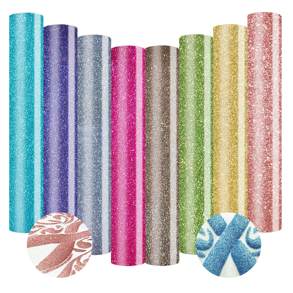 Glitter Puff Vinyl Heat Transfer 3D - Puff HTV Vinyl 8 Sheets 12"x 10" Glitter Heat Transfer Vinyl for T-Shirt Clothes Compatible with Cricut Air or AXLORP