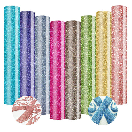 Glitter Puff Vinyl Heat Transfer 3D - Puff HTV Vinyl 8 Sheets 12"x 10" Glitter Heat Transfer Vinyl for T-Shirt Clothes Compatible with Cricut Air or AXLORP