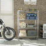 Auslar 4-Shelf Storage Wire Shelves Heavy Duty 4 Tiers Standing Shelving Units Adjustable Metal Organizer Wire Rack, Chrome Auslar