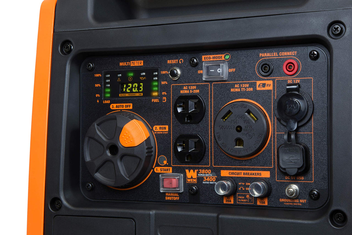 WEN 56380i Super Quiet 3800-Watt RV-Ready Portable Inverter Generator with Fuel Shut-Off and Electric Start WEN