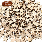 300 Pieces Wooden Stars Shape Unfinished Wood Stars Pieces Blank Wood Pieces Wooden Cutouts Ornaments for Craft Project and Christmas Party Wedding Gejoy