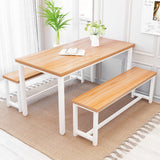 Recaceik Dining Table Set for 4 Kitchen Table Set with 2 Dining Benches, 3 Piece Farmhouse Dining Room Table Set Industrial Breakfast Nook Table Set Recaceik