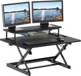 SHW 36-Inch Height Adjustable Standing Desk Sit to Stand Riser Converter Workstation, Black SHW