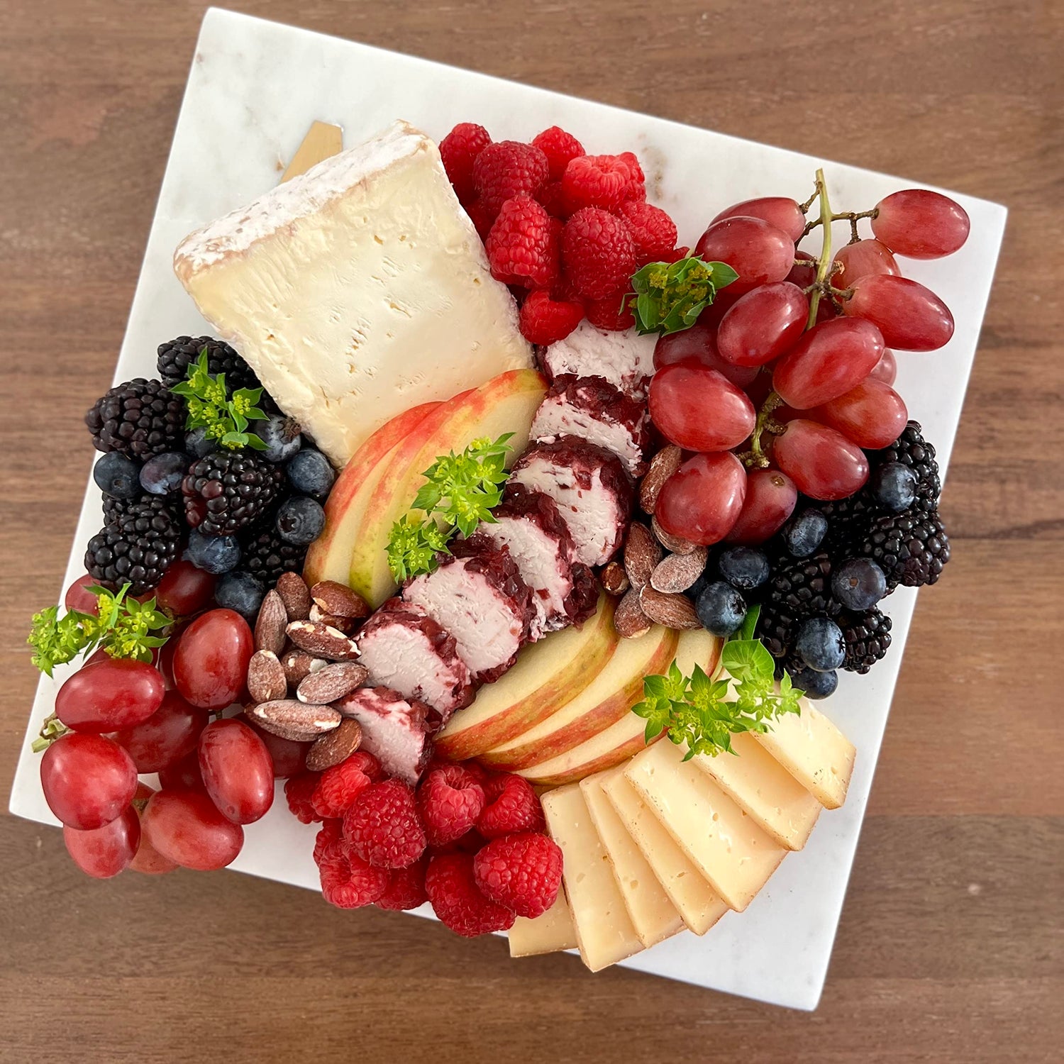 Boards by Bleu Monogram Marble Cheese Board, Personalized Charcuterie Board with Brass Initial, Christmas and Wedding Gift for Couples, Hosting and Boards by Bleu