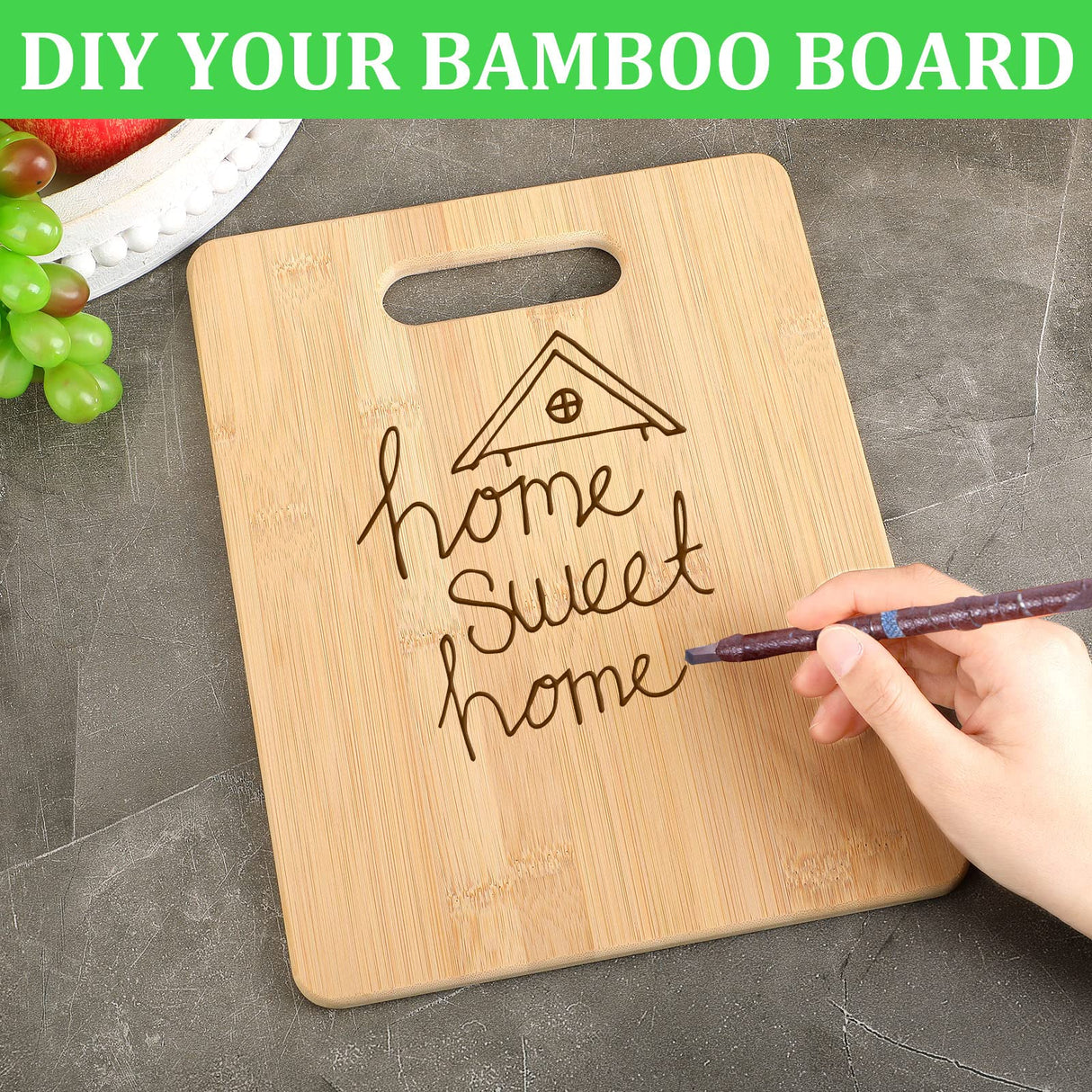 Bamboo Cutting Board Set of 12 Wood Chopping Boards with Handle Thick Cutting Board Kitchen and Dining Bulk Plain Bamboo Cutting Board for Engraving Eaasty