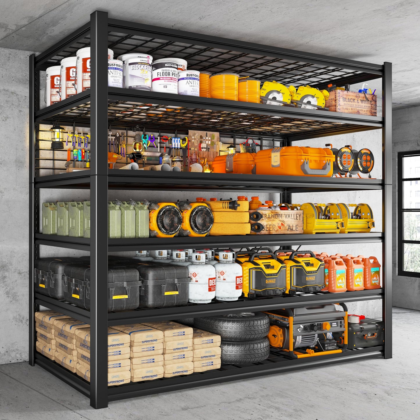 REIBII 84" H Garage Shelving, 6-Tier Garage Storage Shelves Heavy Duty Shelving Loads 3500LBS, 48" W Adjustable Garage Shelves Metal Shelving Storage - WoodArtSupply