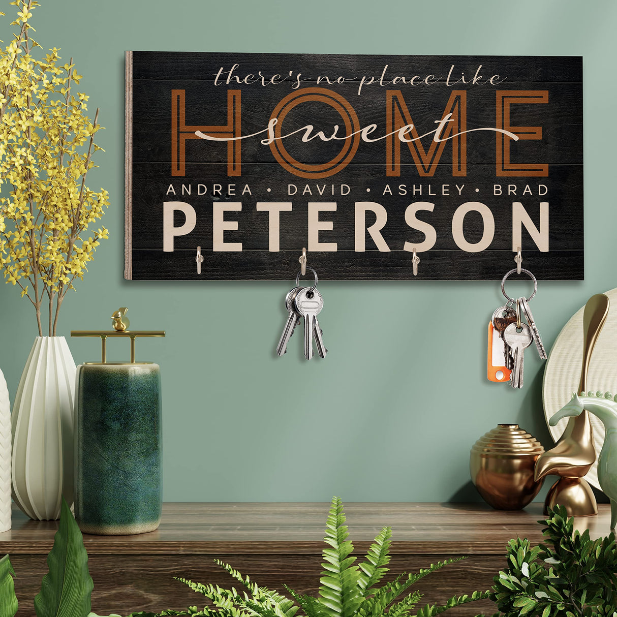 Zexpa Apparel Personalized Wood Key Hooks for Wall Customized Housewarming Wooden Gift | C5 Zexpa Apparel
