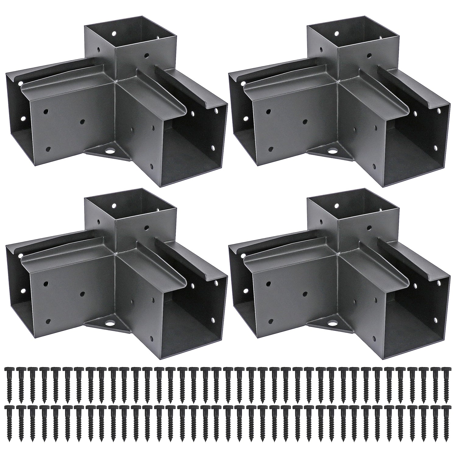 Antsky Stainless Steel 3-Way Right Angle Corner Pergola Bracket with Screws for 4x4 Inch(Actual: 3.5x3.5 Inch) Wood Beams，Pergola/Gazebo Kit (4 Pack) Antsky