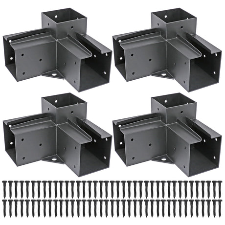 Antsky Stainless Steel 3-Way Right Angle Corner Pergola Bracket with Screws for 4x4 Inch(Actual: 3.5x3.5 Inch) Wood Beams，Pergola/Gazebo Kit (4 Pack) Antsky