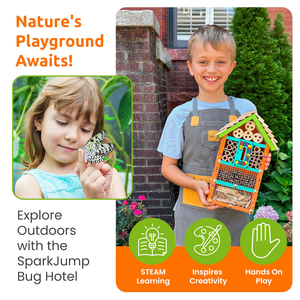 SparkJump Premium Bug Hotel Kit - DIY Solid Cedar Wood Craft Kit for Building Your Own Bee Hotel, Lady Bug House, or Mason Bee House - Educational SparkJump