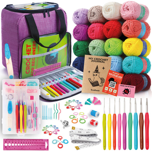 Craftwiz Ultimate Beginner Crochet Kit for Adults and Kids - Learn to Crochet with Complete Crochet Starter Kit - Perfect Crocheting Kit for - WoodArtSupply