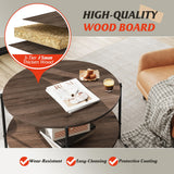 WLIVE Round Coffee Table, Living Room Table with 2-Tier Storage Shelf,32in Wood Modern Coffee Table with Metal Frame and Wood Desktop,Easy WLIVE