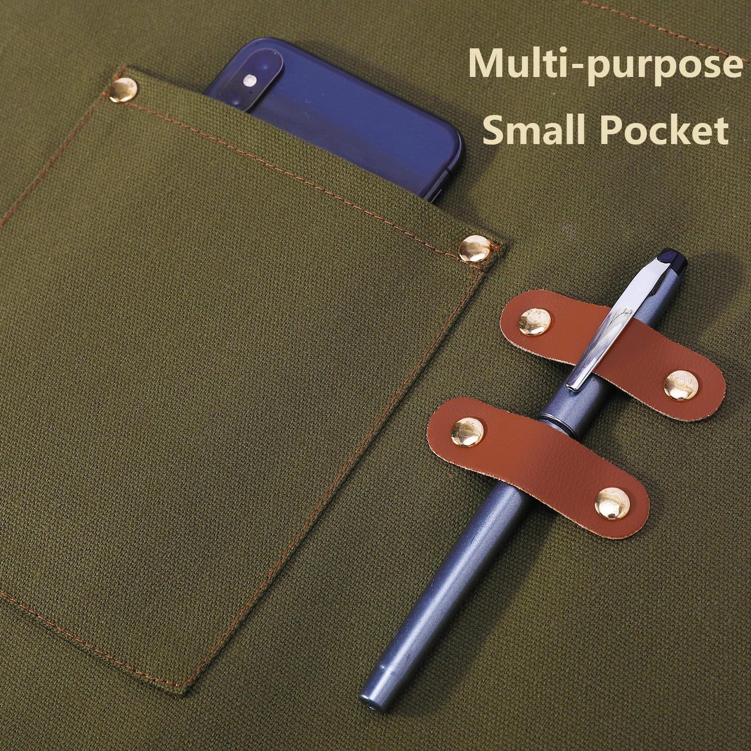 AFUN Chef Aprons for Women Men with Large Pockets, Cotton Canvas Cross Back Water Repellent Work Apron, Size M to XXL (Greygreen) AFUN